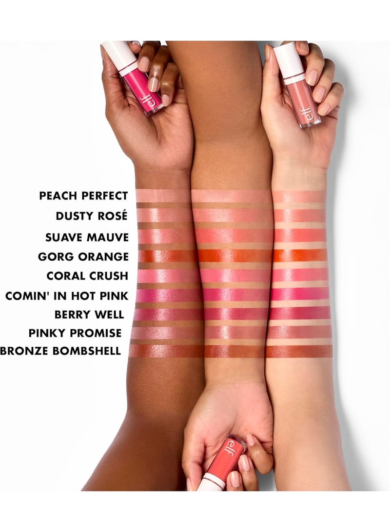 إلف أحمر خدود سائل كامو من إي.إل.إف، أحمر خدود سائل يدوم طويلاً بلون غني، يمنحكِ لمسة نهائية ناعمة وندية، نباتي ولم يُختبر على الحيوانات، وعد وردي - Image 3